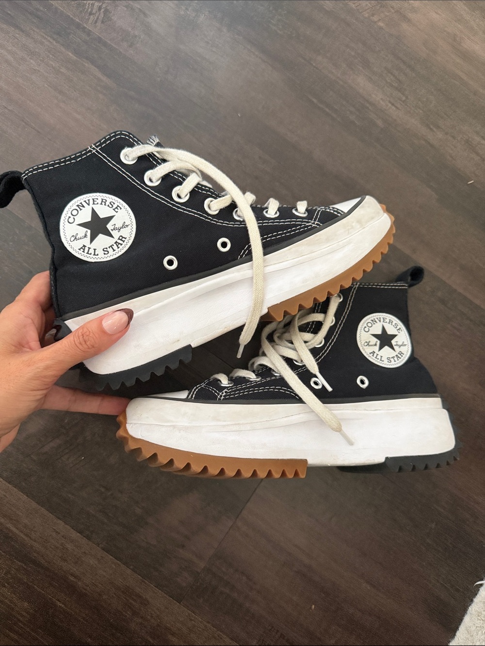 Converse Black and White Platform High-Top Sneakers - Picture 4 of 4